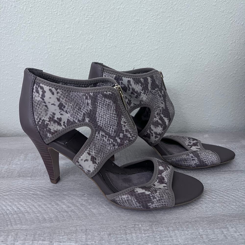Isola Snakeskin Zip Up Brown Stiletto Heels - Size 9.5‎
